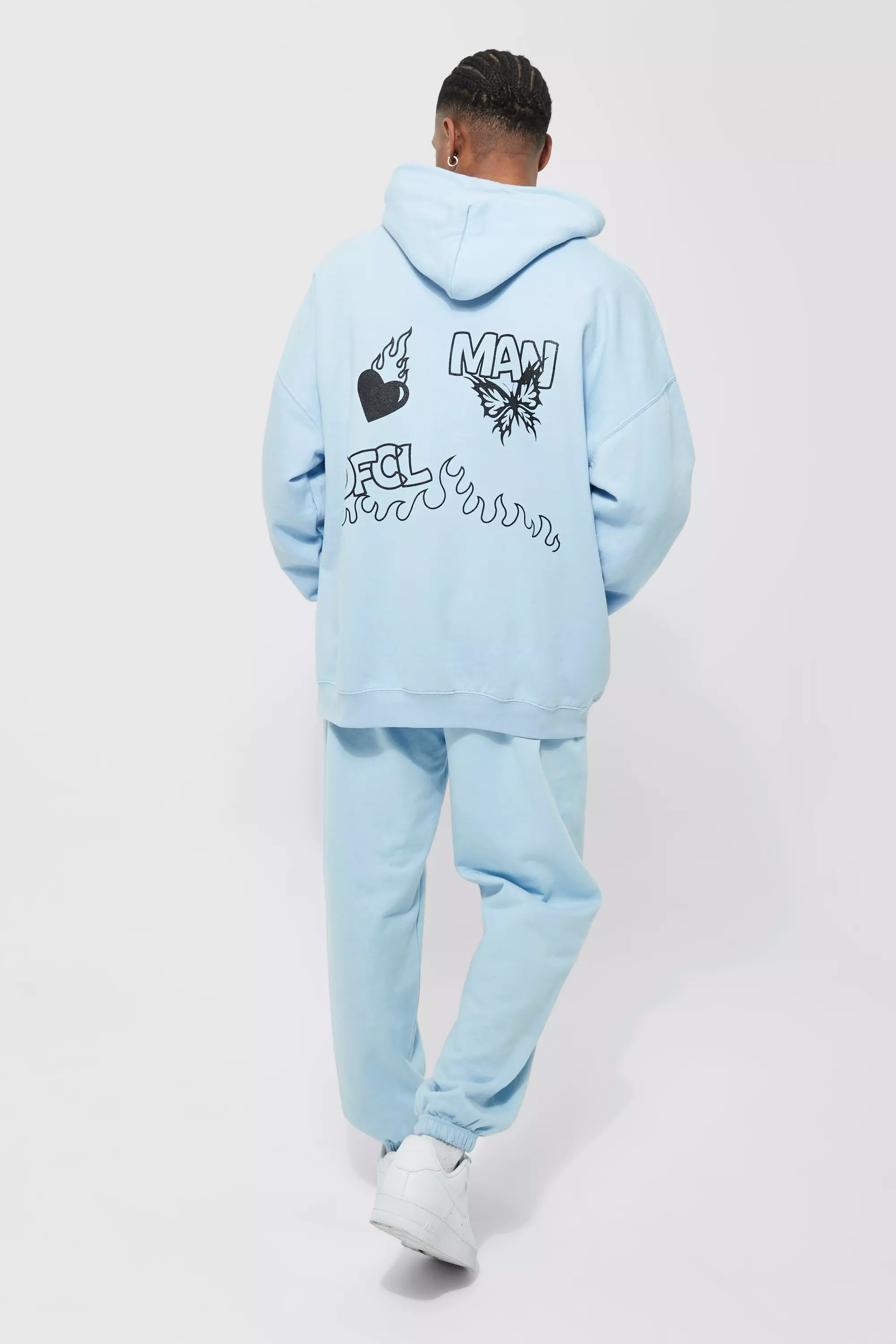 Oversized Butterfly Graphic Hooded Tracksuit